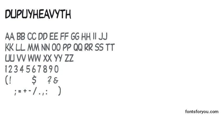 Schriftart Dupuyheavyth – Alphabet, Zahlen, spezielle Symbole