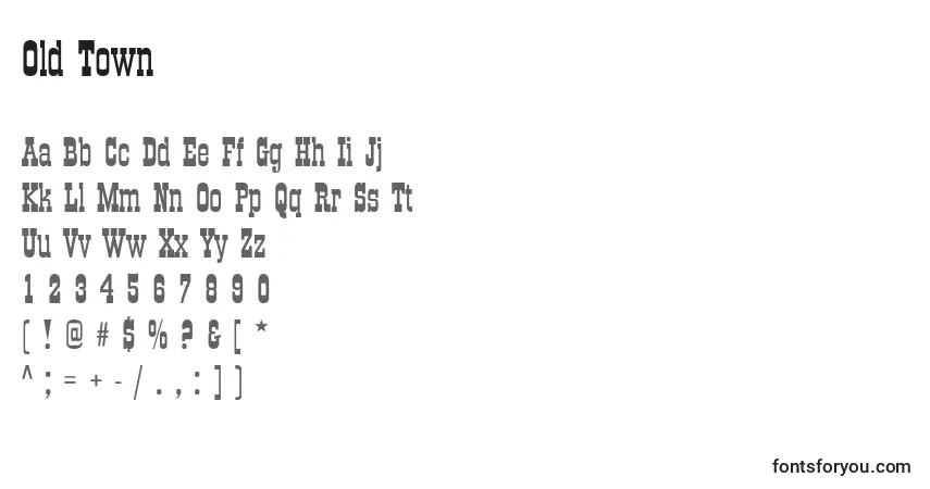 Czcionka Old Town – alfabet, cyfry, specjalne znaki