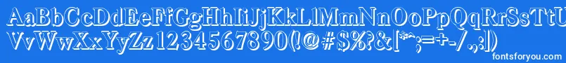 CasadshadowBold-Schriftart – Weiße Schriften auf blauem Hintergrund