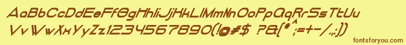 DancingJuiceNormalBoldItalic Font – Brown Fonts on Yellow Background