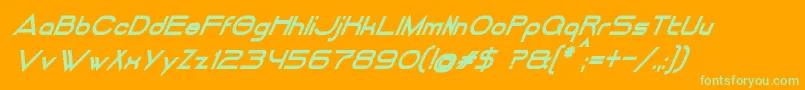 DancingJuiceNormalBoldItalic-Schriftart – Grüne Schriften auf orangefarbenem Hintergrund