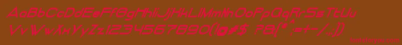 DancingJuiceNormalBoldItalic-Schriftart – Rote Schriften auf braunem Hintergrund