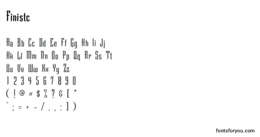 A fonte Finistc – alfabeto, números, caracteres especiais