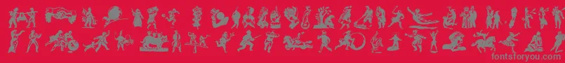 Czcionka DfPrimitivesLetPlain.2.0 – szare czcionki na czerwonym tle