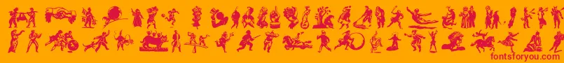 DfPrimitivesLetPlain.2.0 Font – Red Fonts on Orange Background
