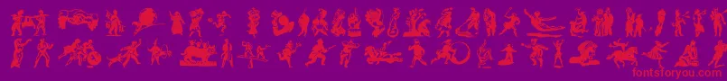 DfPrimitivesLetPlain.2.0 Font – Red Fonts on Purple Background