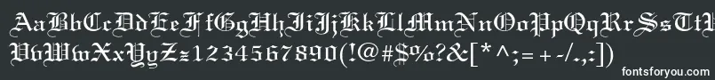Linotextstd-fontti – valkoiset fontit mustalla taustalla