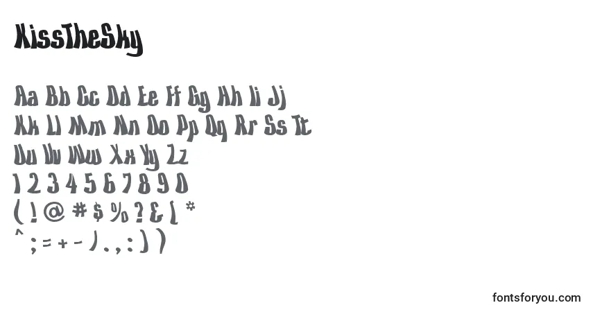 Czcionka KissTheSky – alfabet, cyfry, specjalne znaki