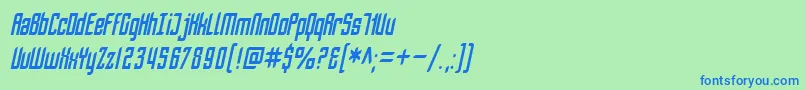 Шрифт SfPiezolectricCondensedOblique – синие шрифты на зелёном фоне