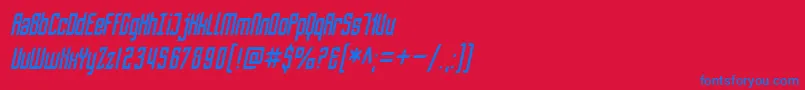 Шрифт SfPiezolectricCondensedOblique – синие шрифты на красном фоне