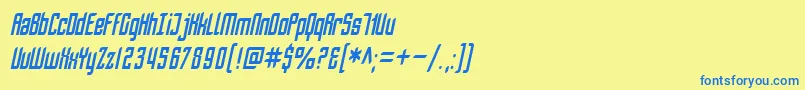 フォントSfPiezolectricCondensedOblique – 青い文字が黄色の背景にあります。