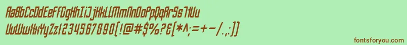 フォントSfPiezolectricCondensedOblique – 緑の背景に茶色のフォント