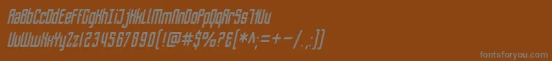 フォントSfPiezolectricCondensedOblique – 茶色の背景に灰色の文字