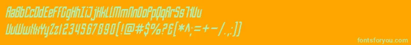 Шрифт SfPiezolectricCondensedOblique – зелёные шрифты на оранжевом фоне