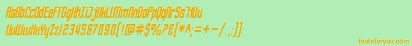 フォントSfPiezolectricCondensedOblique – オレンジの文字が緑の背景にあります。