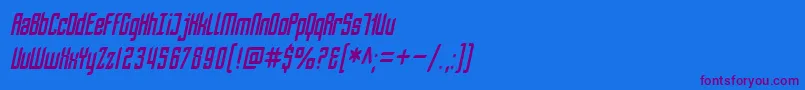 Czcionka SfPiezolectricCondensedOblique – fioletowe czcionki na niebieskim tle