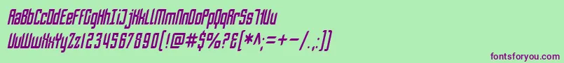 フォントSfPiezolectricCondensedOblique – 緑の背景に紫のフォント