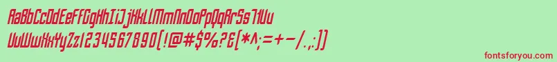 Шрифт SfPiezolectricCondensedOblique – красные шрифты на зелёном фоне