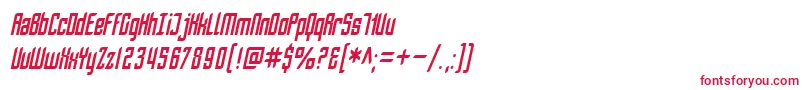 フォントSfPiezolectricCondensedOblique – 白い背景に赤い文字