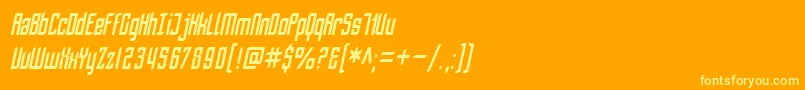 Czcionka SfPiezolectricCondensedOblique – żółte czcionki na pomarańczowym tle