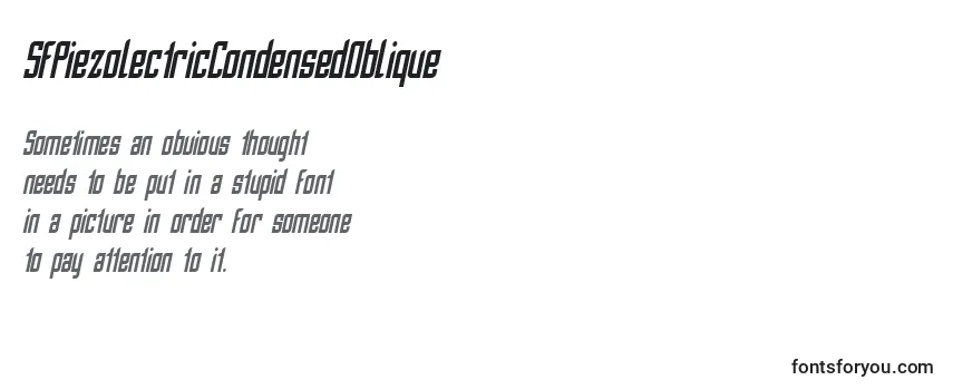 Review of the SfPiezolectricCondensedOblique Font