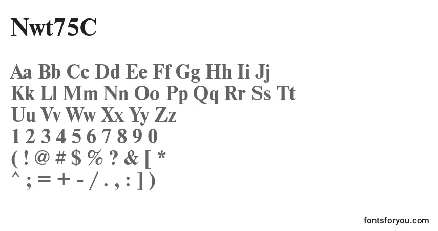 Schriftart Nwt75C – Alphabet, Zahlen, spezielle Symbole