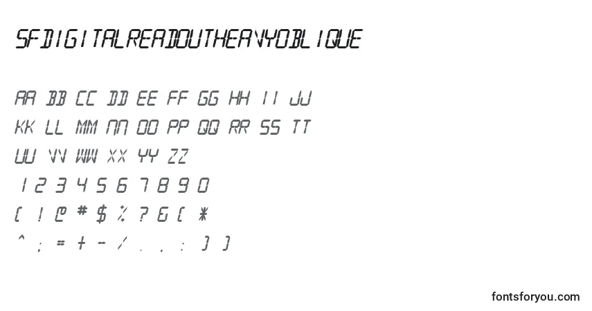 Шрифт SfDigitalReadoutHeavyOblique – алфавит, цифры, специальные символы