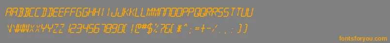 SfDigitalReadoutHeavyOblique-Schriftart – Orangefarbene Schriften auf grauem Hintergrund