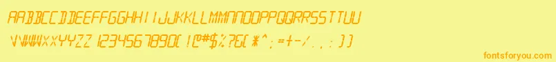 SfDigitalReadoutHeavyOblique Font – Orange Fonts on Yellow Background