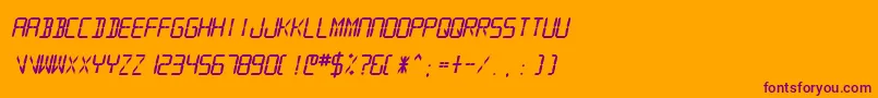 SfDigitalReadoutHeavyOblique Font – Purple Fonts on Orange Background