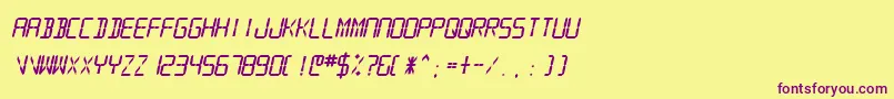 SfDigitalReadoutHeavyOblique Font – Purple Fonts on Yellow Background