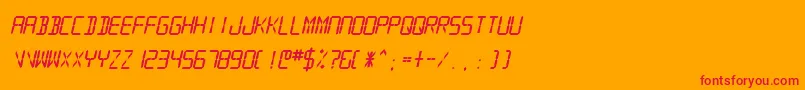 SfDigitalReadoutHeavyOblique Font – Red Fonts on Orange Background