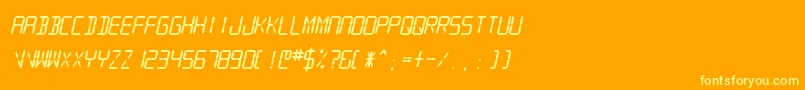 SfDigitalReadoutHeavyOblique Font – Yellow Fonts on Orange Background