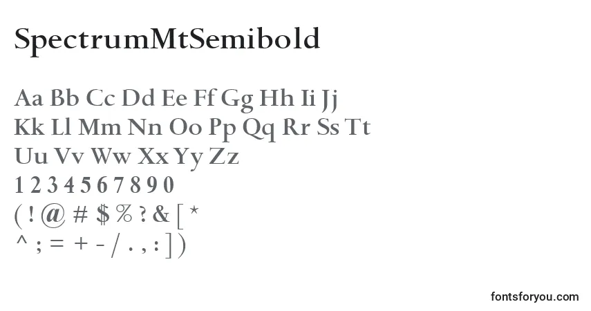 A fonte SpectrumMtSemibold – alfabeto, números, caracteres especiais