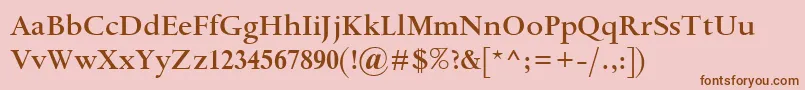 SpectrumMtSemibold-Schriftart – Braune Schriften auf rosa Hintergrund