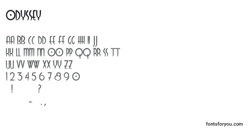 Schriftart Odyssey – Alphabet, Zahlen, spezielle Symbole