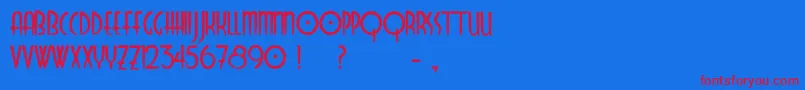 Odyssey Font – Red Fonts on Blue Background