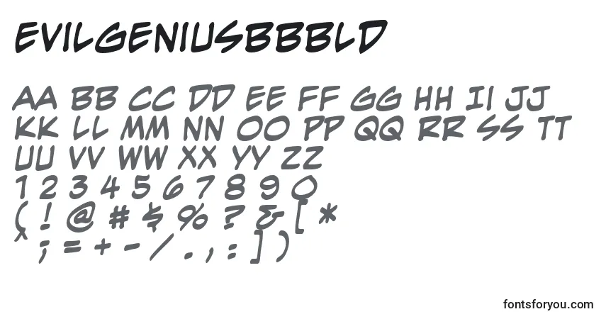 EvilgeniusbbBld-fontti – aakkoset, numerot, erikoismerkit