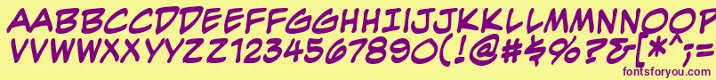 EvilgeniusbbBld Font – Purple Fonts on Yellow Background