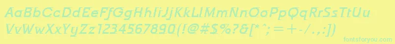 Fonte OdysseeItcMediumItalic – fontes verdes em um fundo amarelo