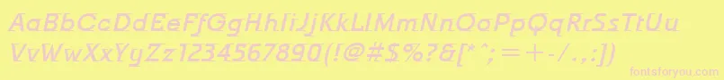 OdysseeItcMediumItalic-fontti – vaaleanpunaiset fontit keltaisella taustalla
