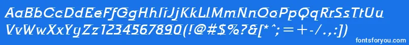 OdysseeItcMediumItalic-Schriftart – Weiße Schriften auf blauem Hintergrund
