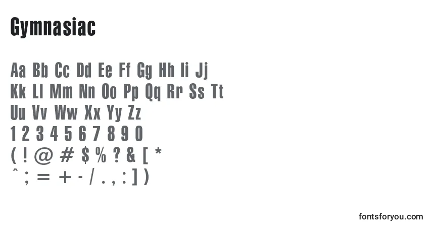 Schriftart Gymnasiac – Alphabet, Zahlen, spezielle Symbole