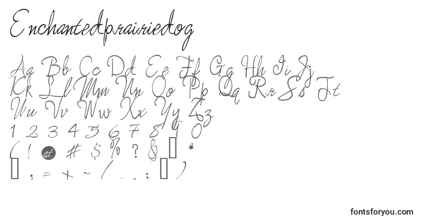 Czcionka Enchantedprairiedog – alfabet, cyfry, specjalne znaki