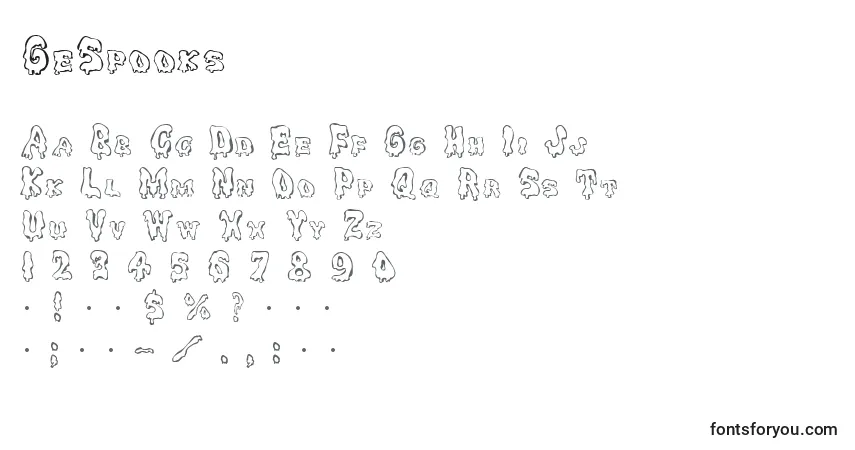 Schriftart GeSpooks – Alphabet, Zahlen, spezielle Symbole