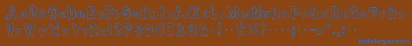 GeSpooks-Schriftart – Blaue Schriften auf braunem Hintergrund