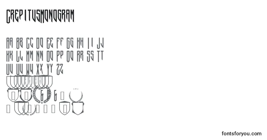 CrepitusMonogram-fontti – aakkoset, numerot, erikoismerkit