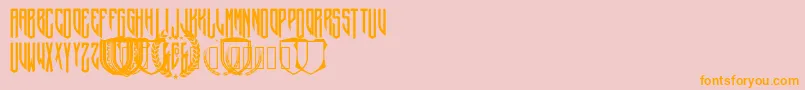 CrepitusMonogram-Schriftart – Orangefarbene Schriften auf rosa Hintergrund