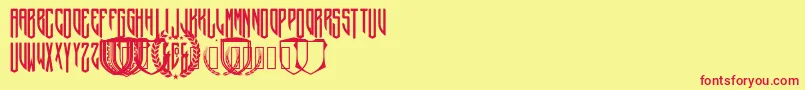 CrepitusMonogram-fontti – punaiset fontit keltaisella taustalla