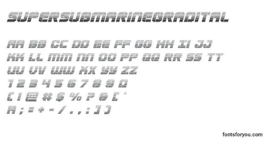 A fonte Supersubmarinegradital – alfabeto, números, caracteres especiais